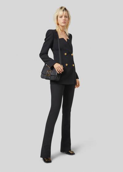 VERSACE Zip Accent Wool Flared Trousers outlook