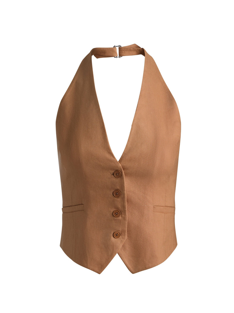 ERICA LINEN VEST - TAN 1