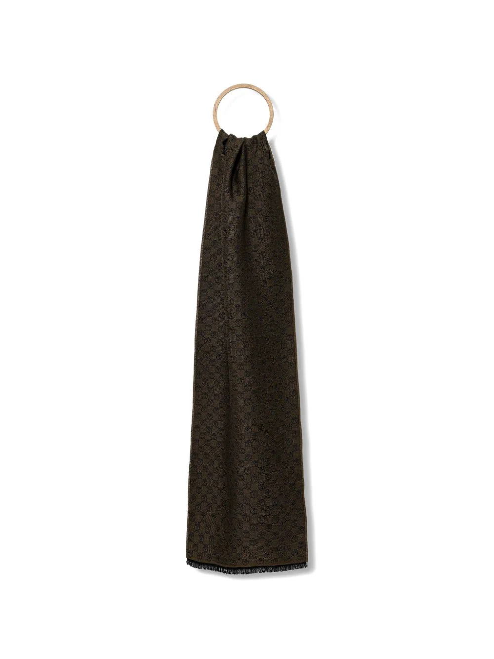 monogram fringed scarf - 1