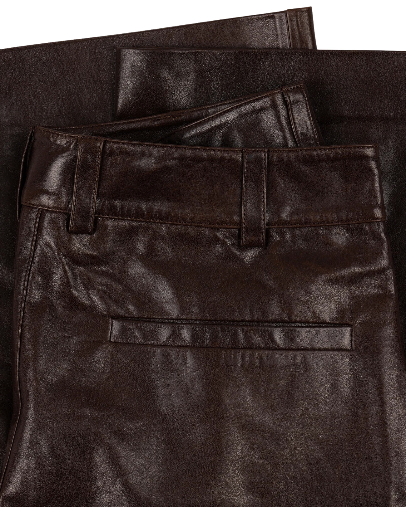 LEATHER STRAIGHT LEG DARK BROWN - 6