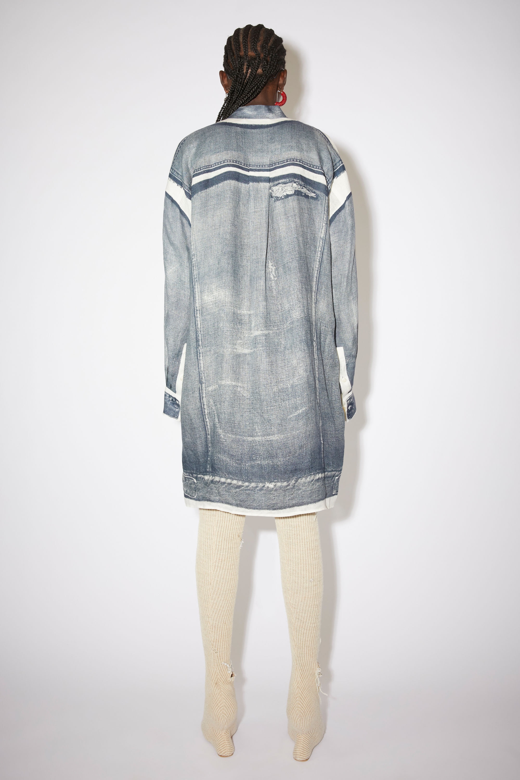 Denim print shirt dress - Denim blue - 3