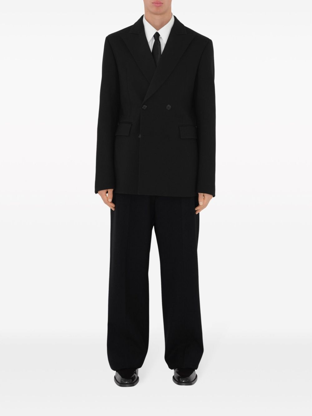 logo-patch silk tie - 3