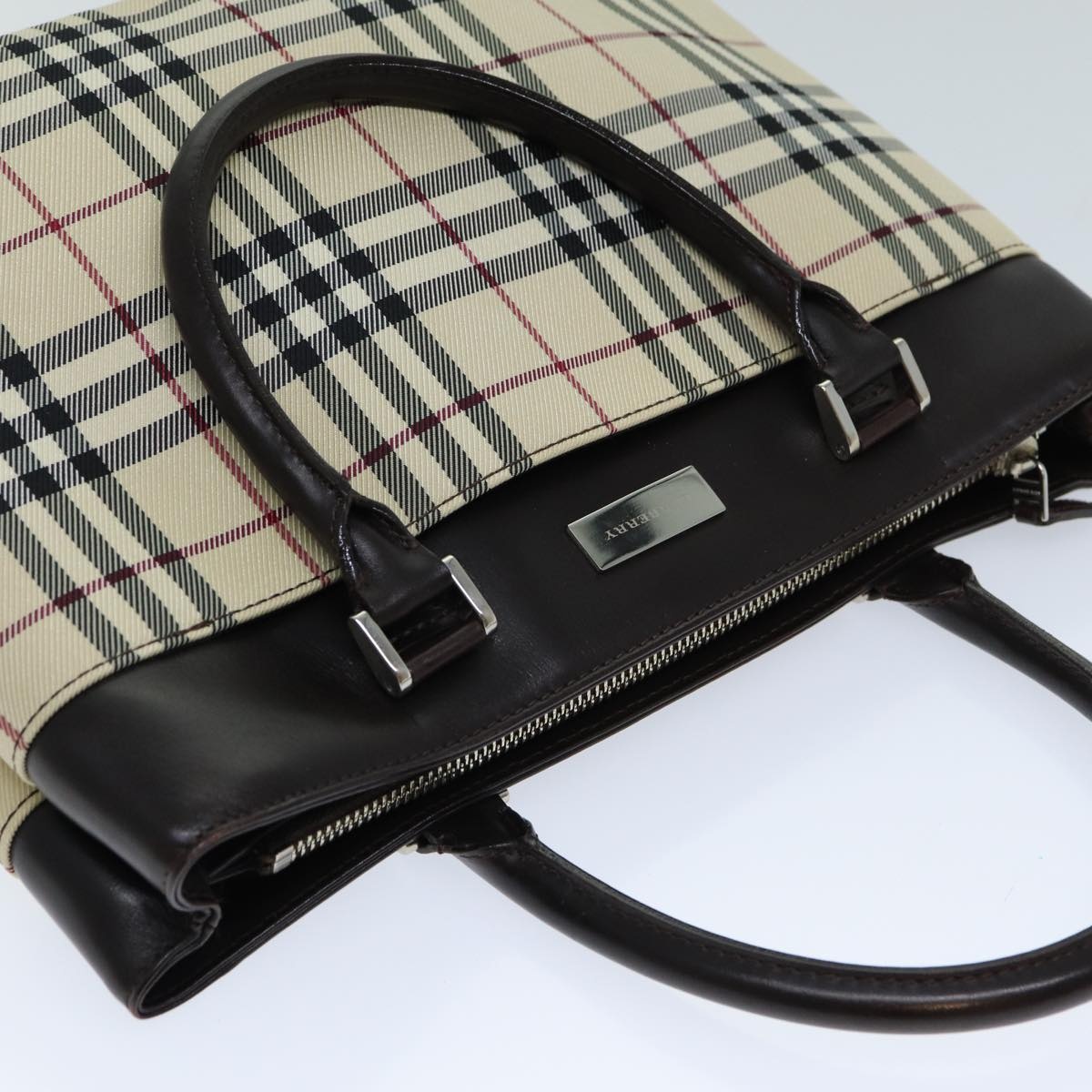 Burberry Nova Check Hand Bag Canvas Beige - 6