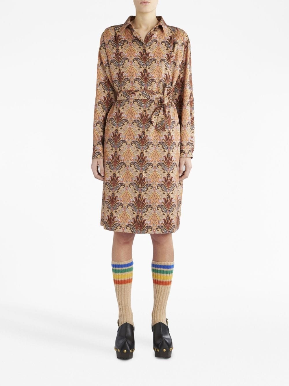 paisley-print belted midi shirtdress - 2