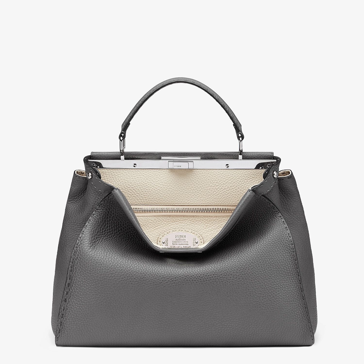 Handbag in grey Roman leather - 1