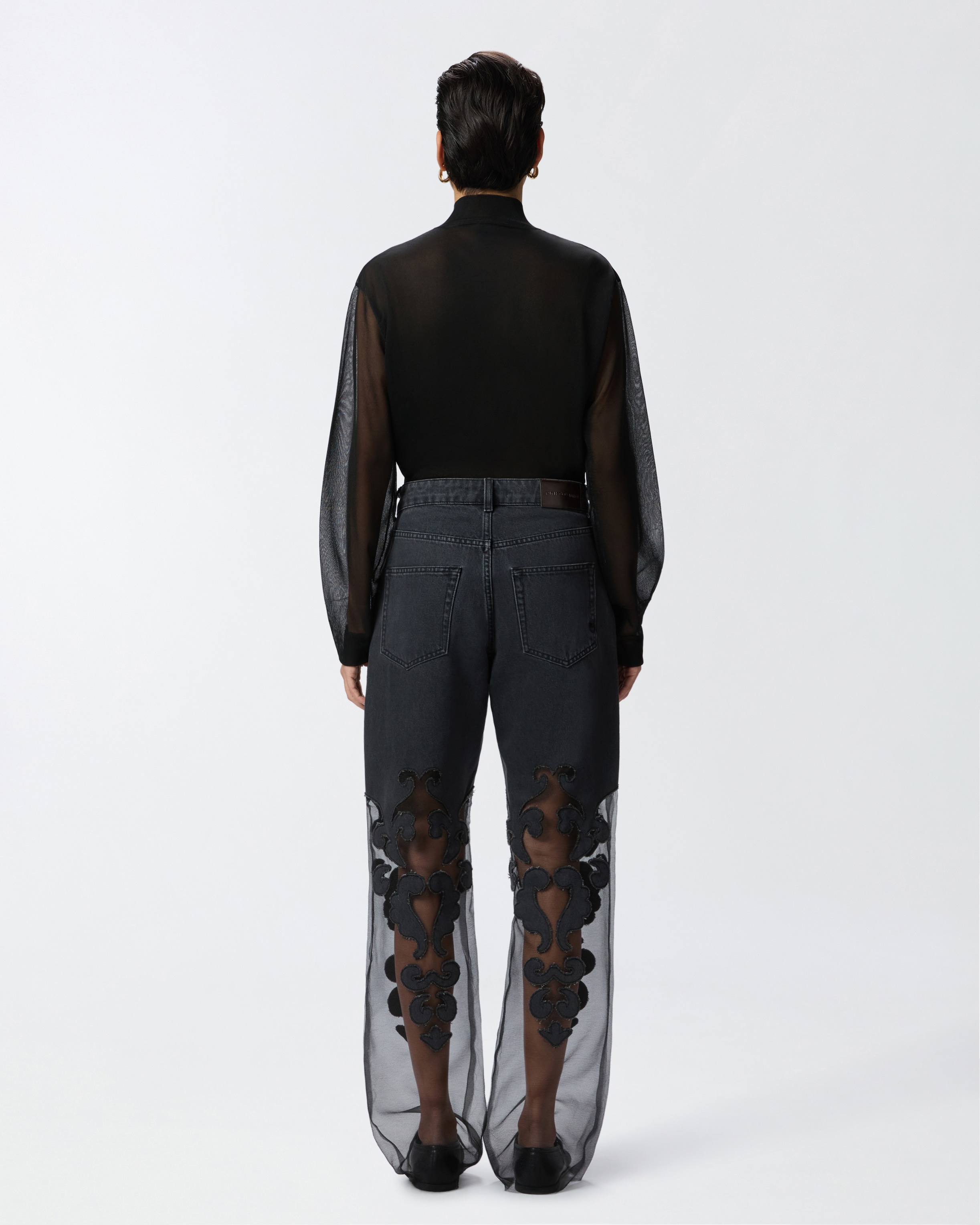 BAGGY BLACK JEANS WITH TRANSPARENT ORGANZA - 4