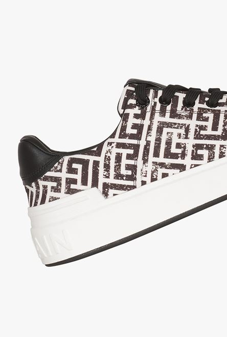 White and black monogram canvas B-Court sneakers - 7