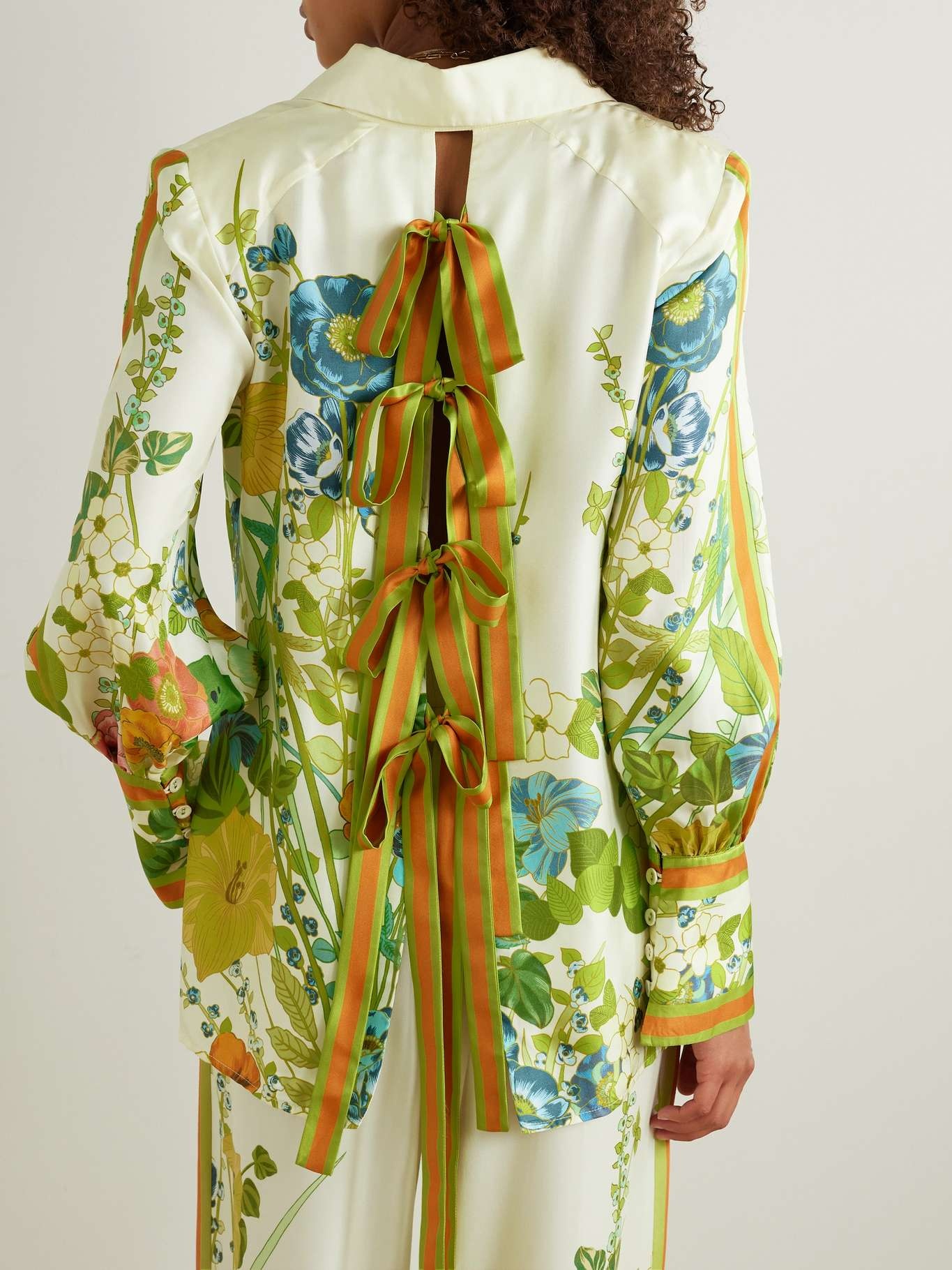 Constance tie-detailed floral-print silk-twill shirt - 4