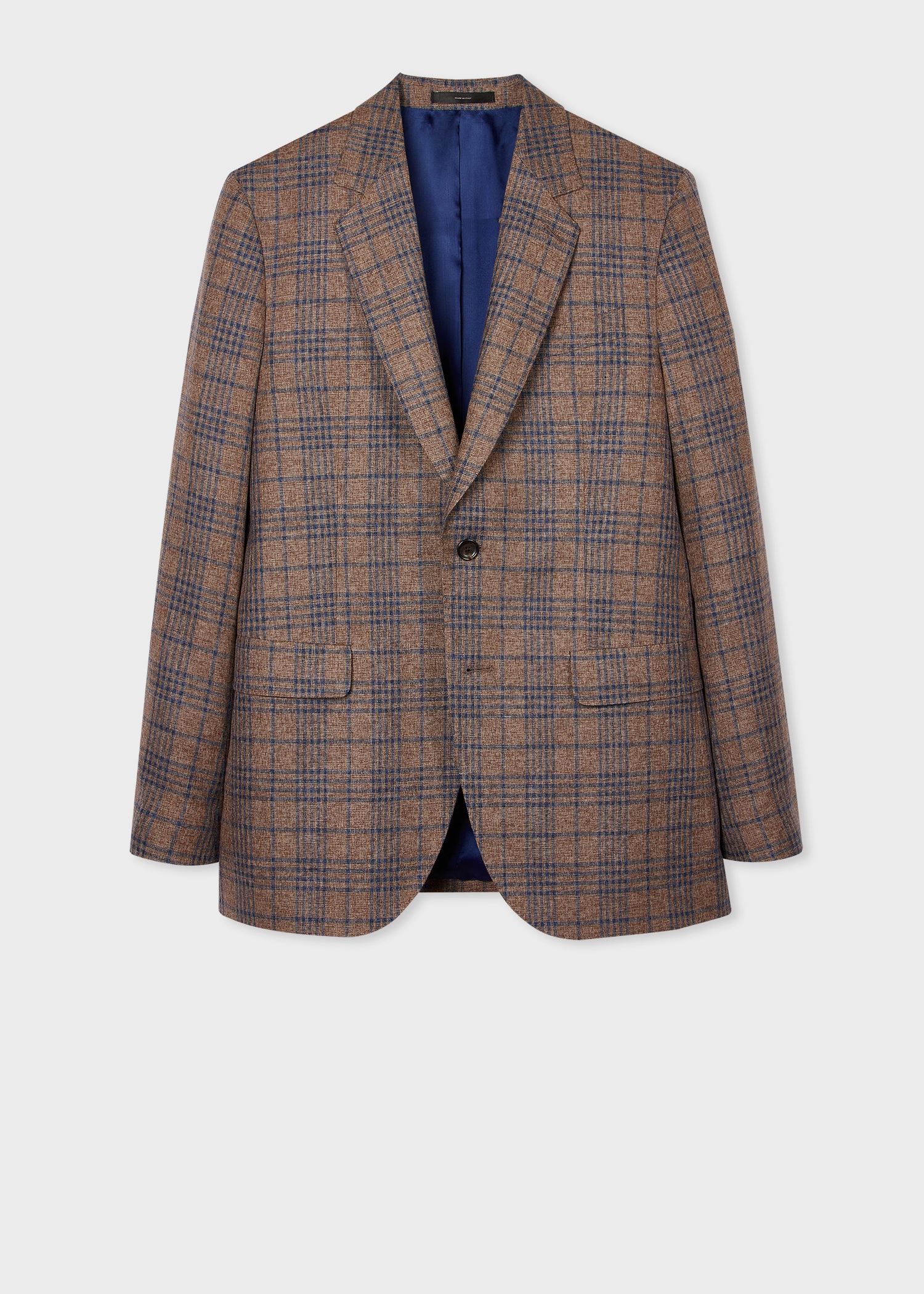 The Bloomsbury - Easy-Fit Brown Cotton-Linen Check Blazer - 1
