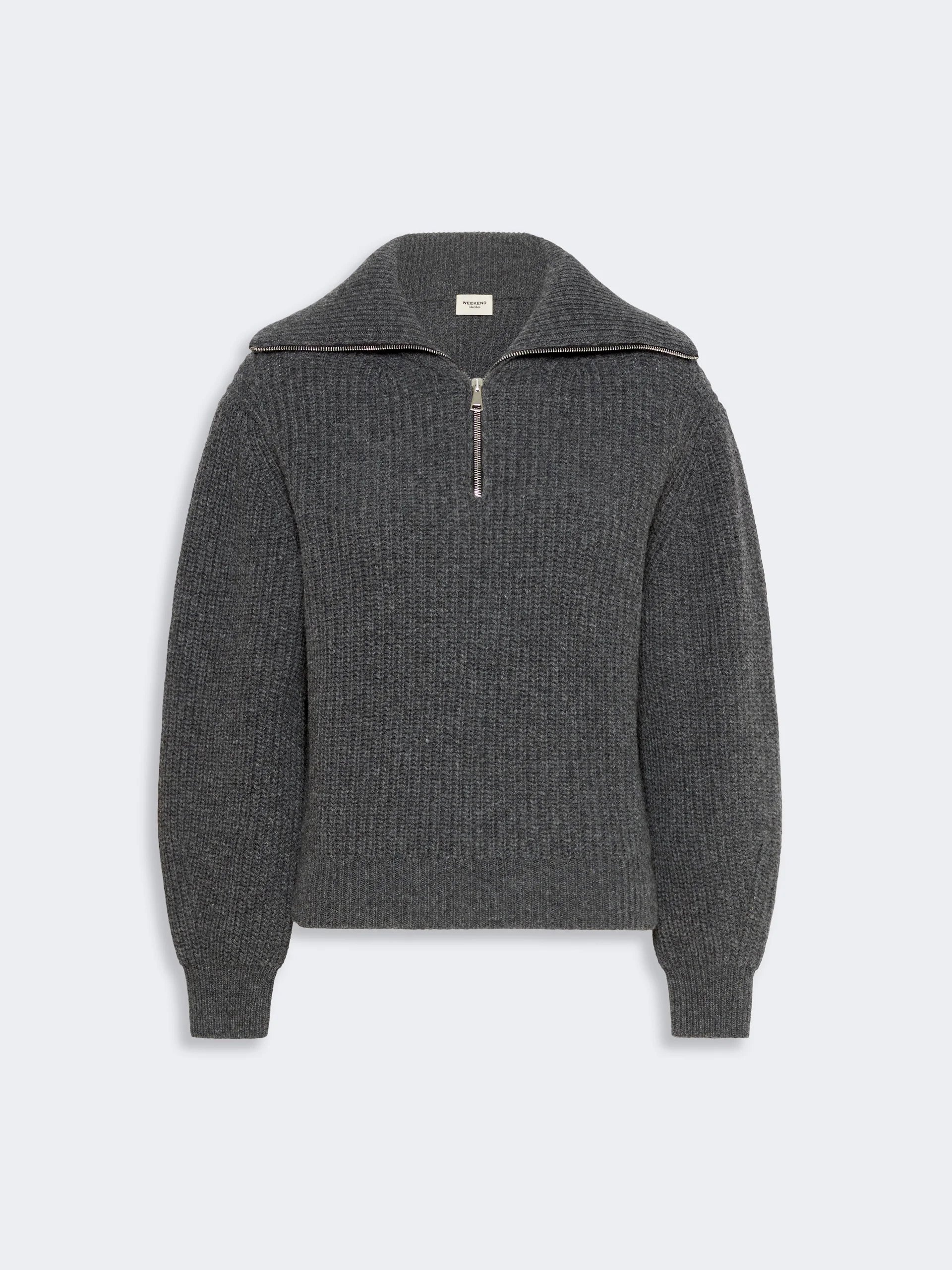 LASER Wool zip-up roll-neck jumper - DARK GREY - 1