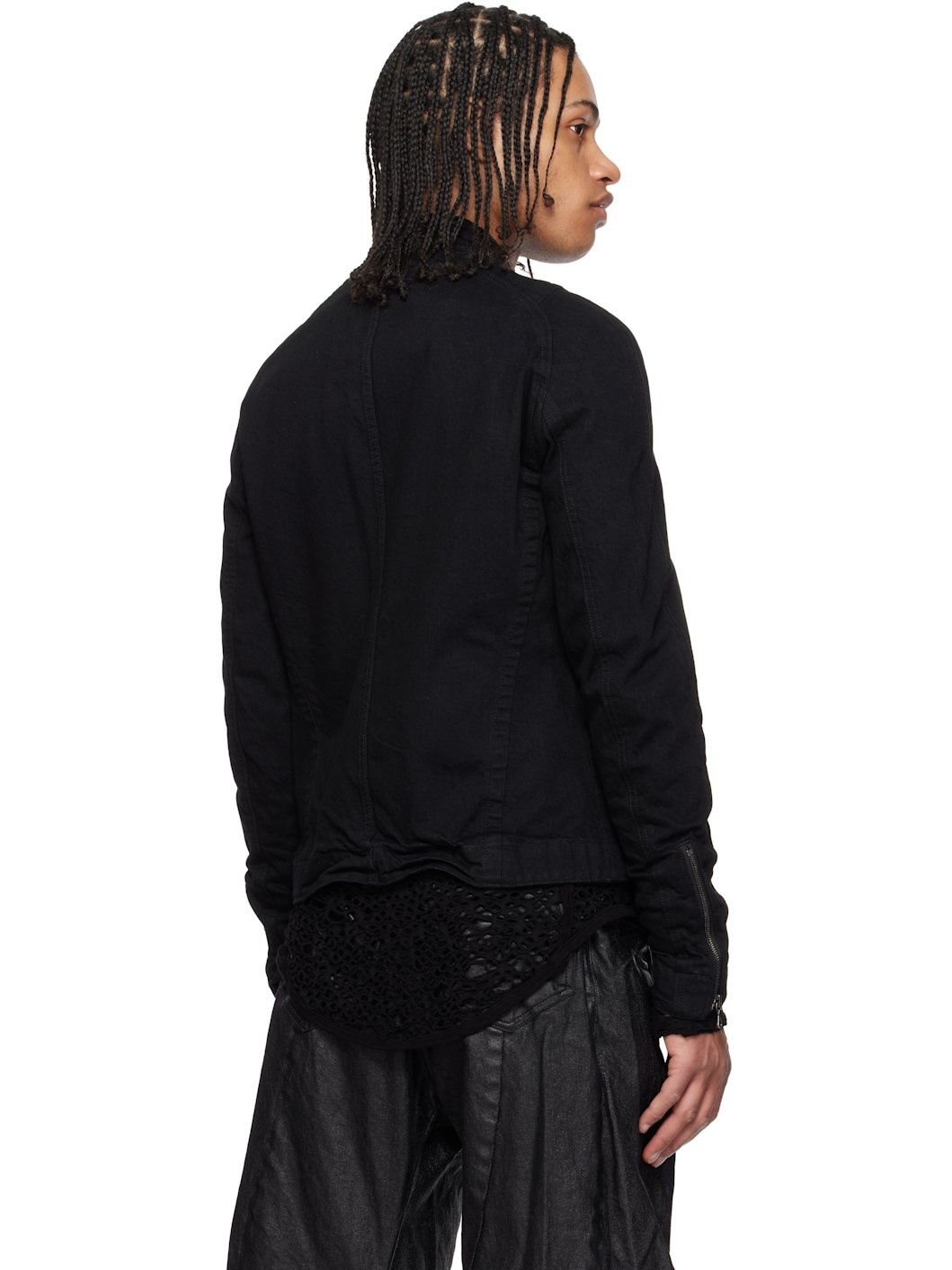 Black Seamed Denim Jacket - 3