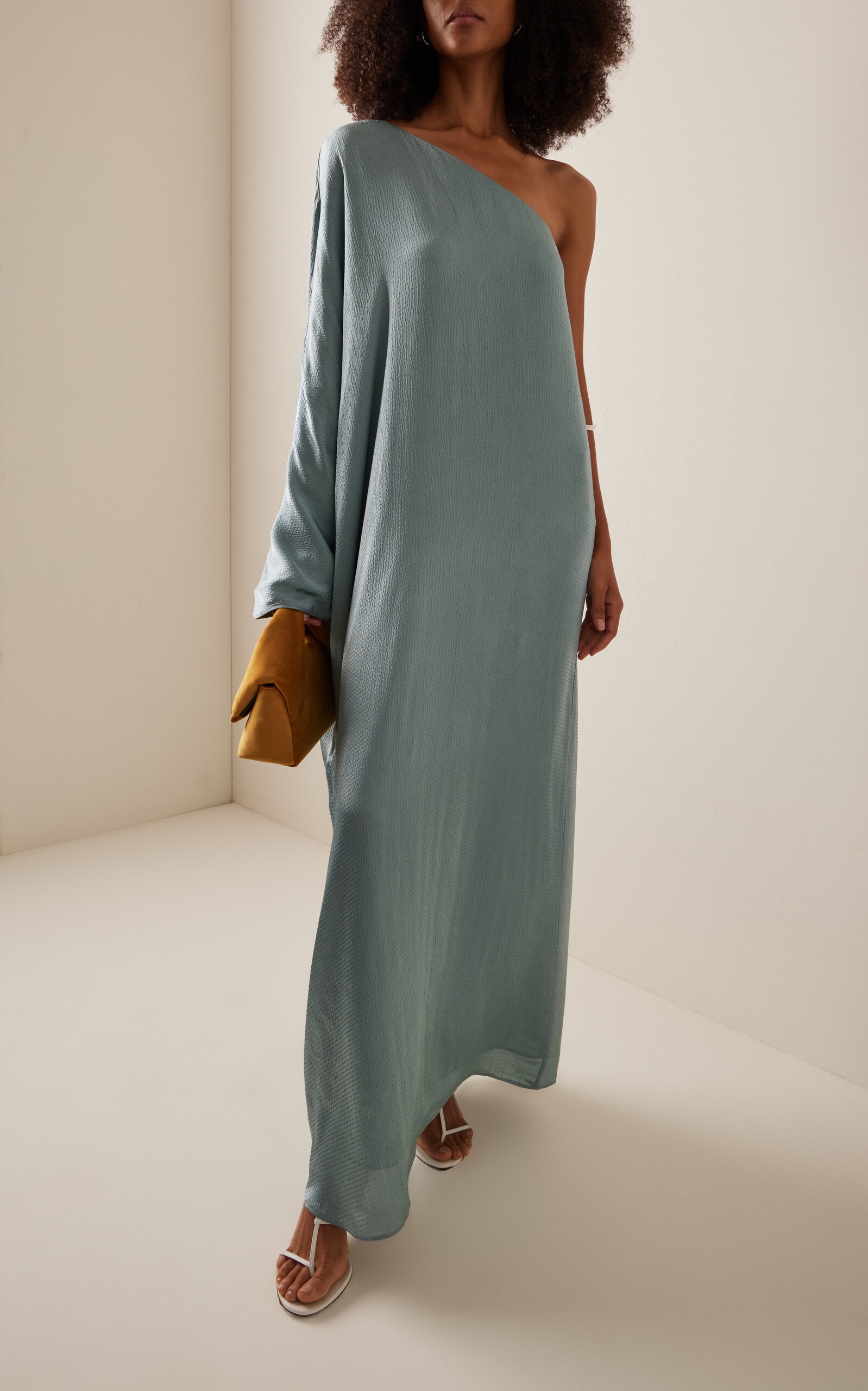 Sonia Asymmetric Hammered Satin Gown green - 2