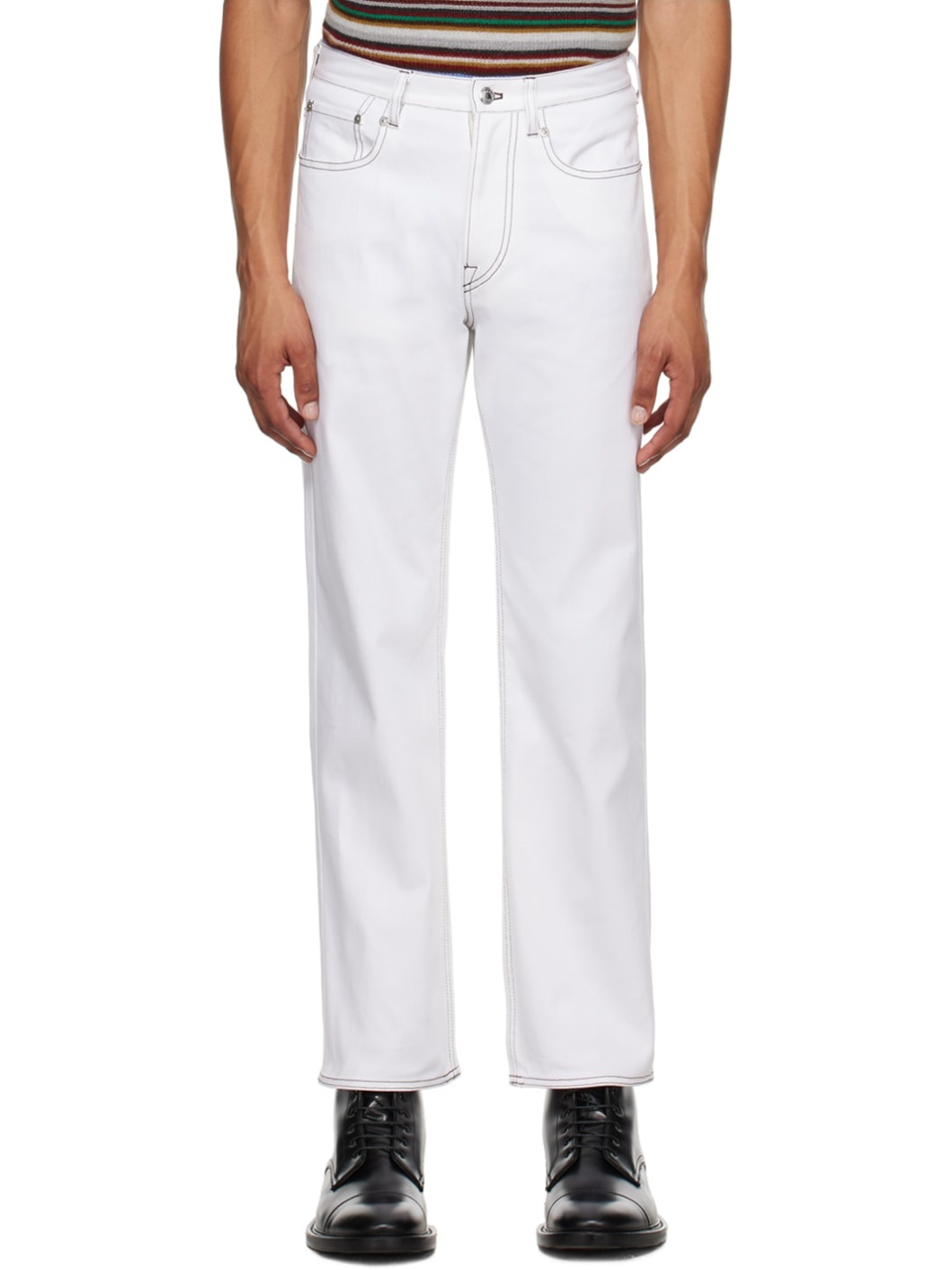 White Five-Pocket Jeans - 1