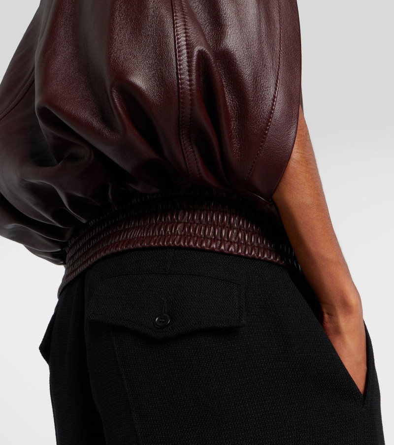 Caped leather bomber jacket 5