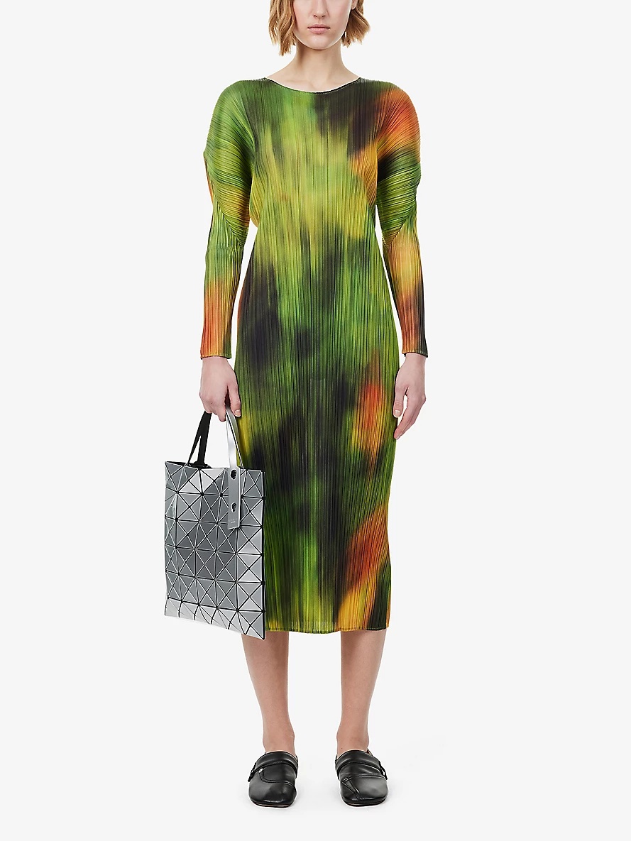 Pleats Please Issey Miyake TURNIP & SPINACH DRESS | REVERSIBLE