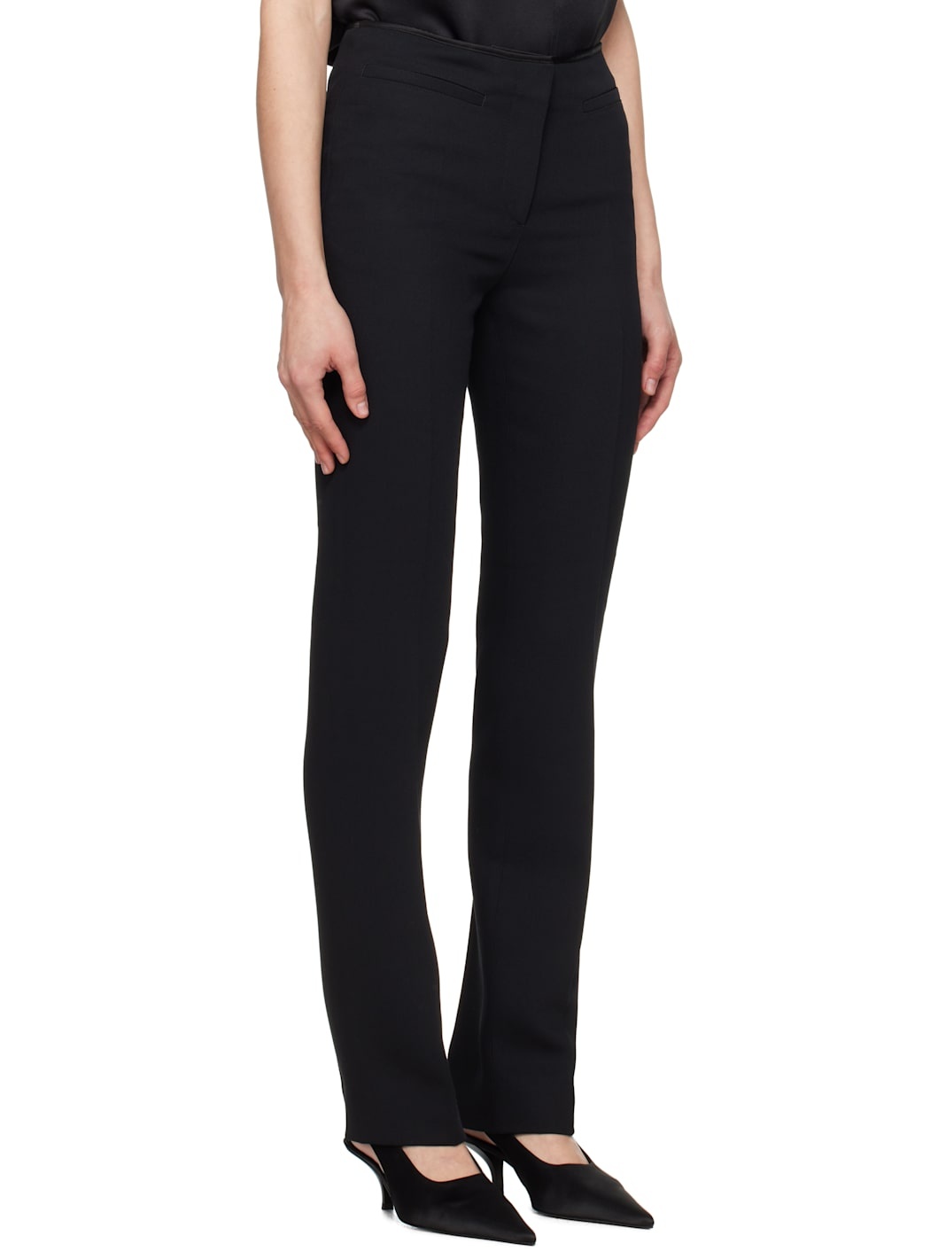 Black Low-Waist Cigarette Trousers - 2