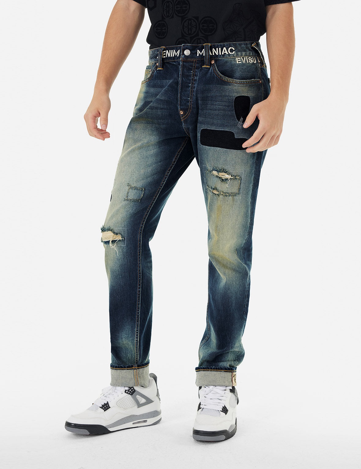 Logo Print and Seagull Embroidery Carrot Fit Jeans #2017 - 8