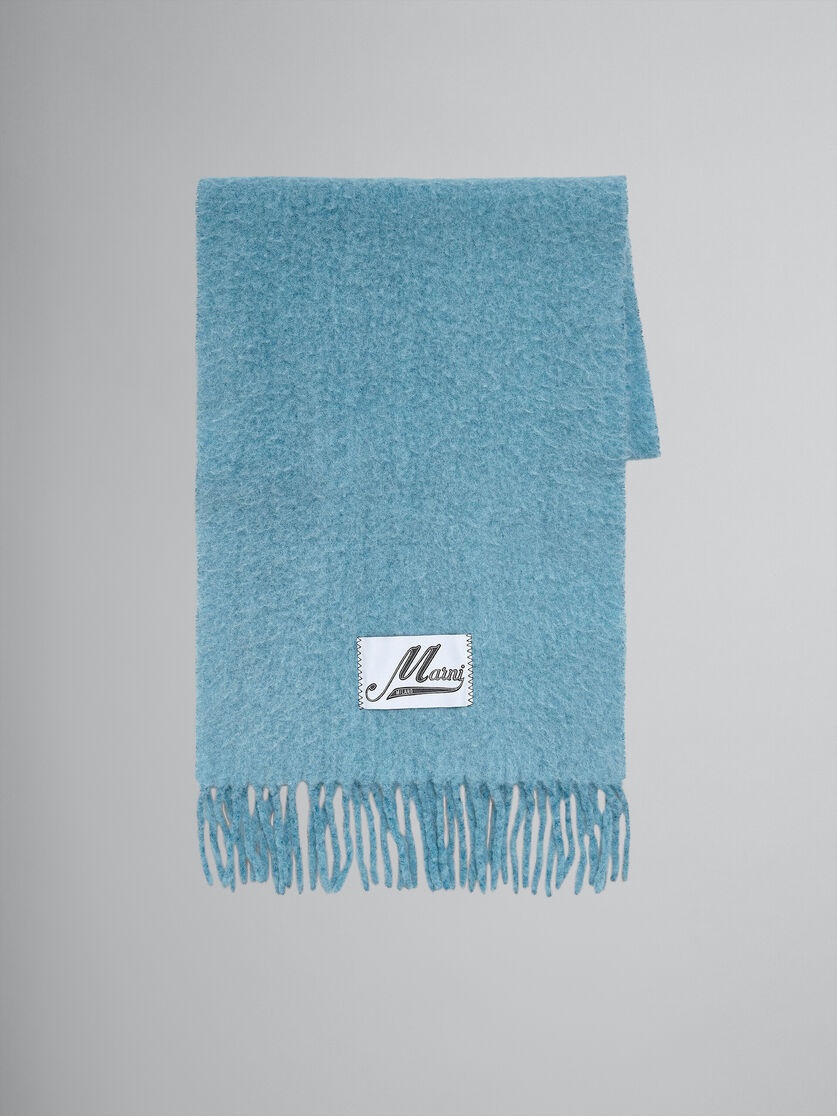 SKY BLUE BRUSHED WOOL SCARF - 1