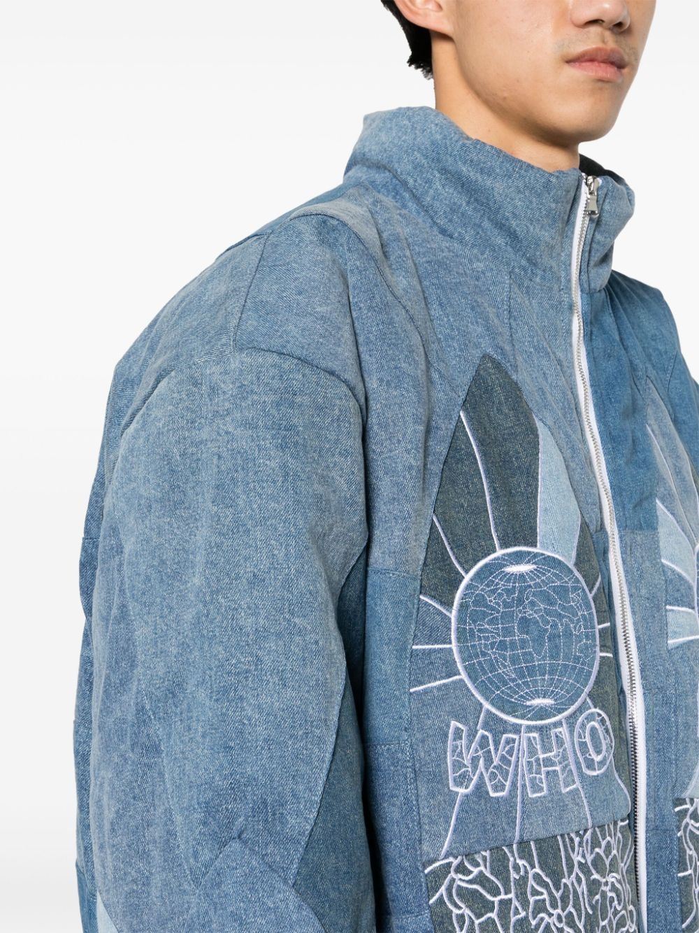 logo-embroidered cotton jacket - 5