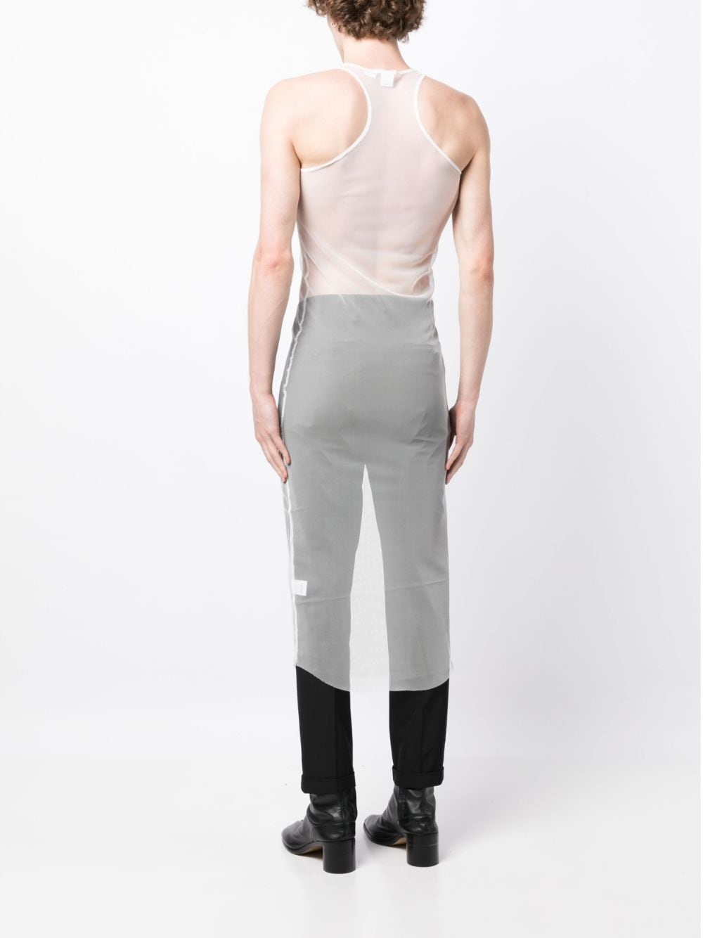 sleeveless semi-sheer maxi tank top - 4