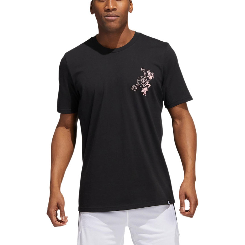 adidas Men's adidas Cartoon Frog Basketball Sports Short Sleeve Black T-Shirt HK6723 outlook