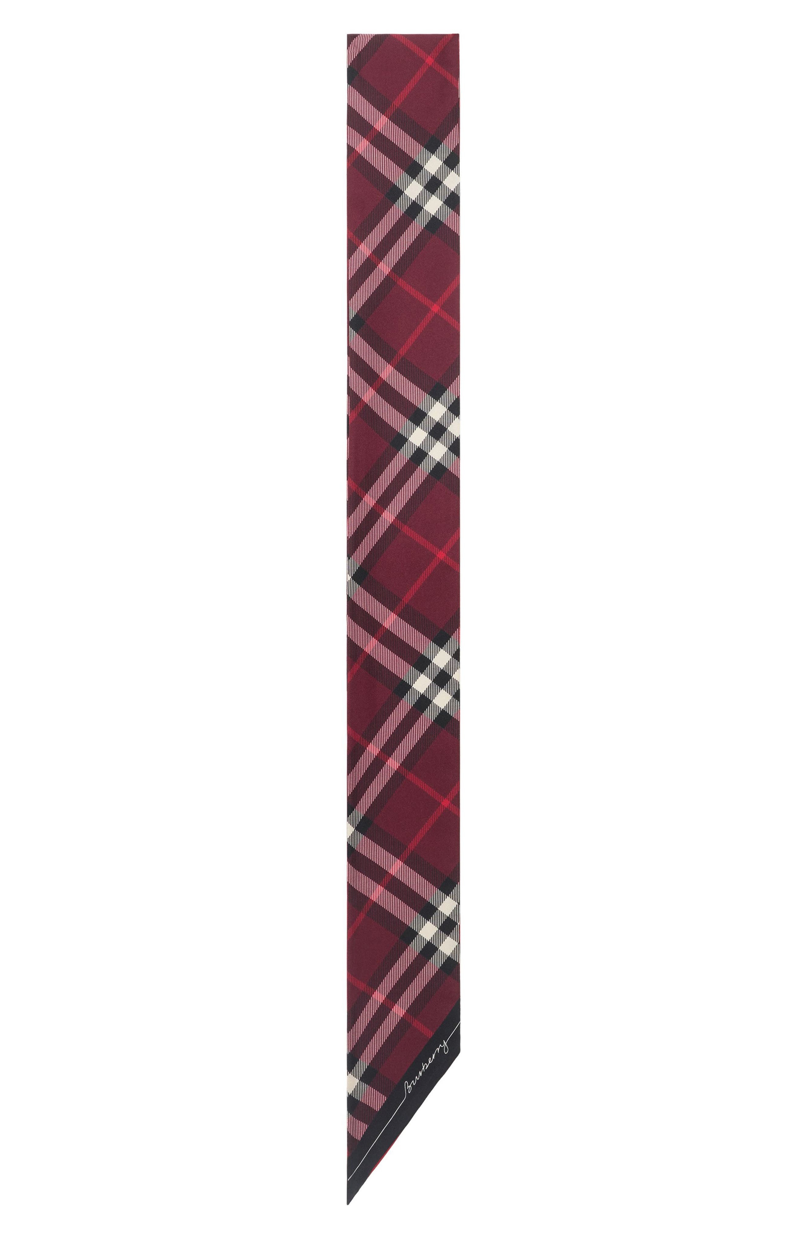 burberry Check Skinny Silk Twill Scarf in Pillar/Oxblood at Nordstrom - 3
