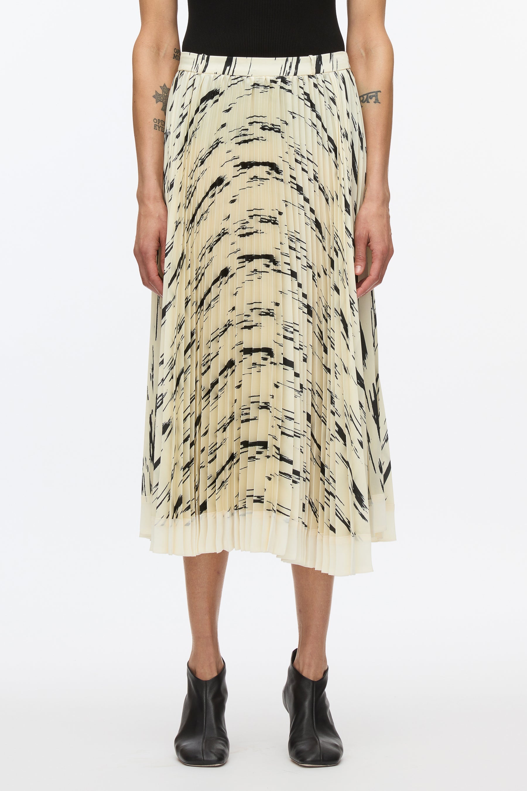 Abstract Wood Grain Pleated Skirt - 2