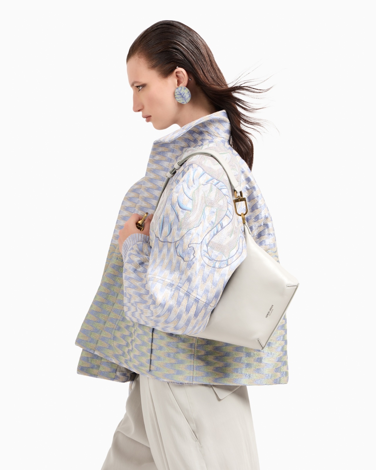 SILK, LINEN AND HEMP JACQUARD PEA COAT - 6