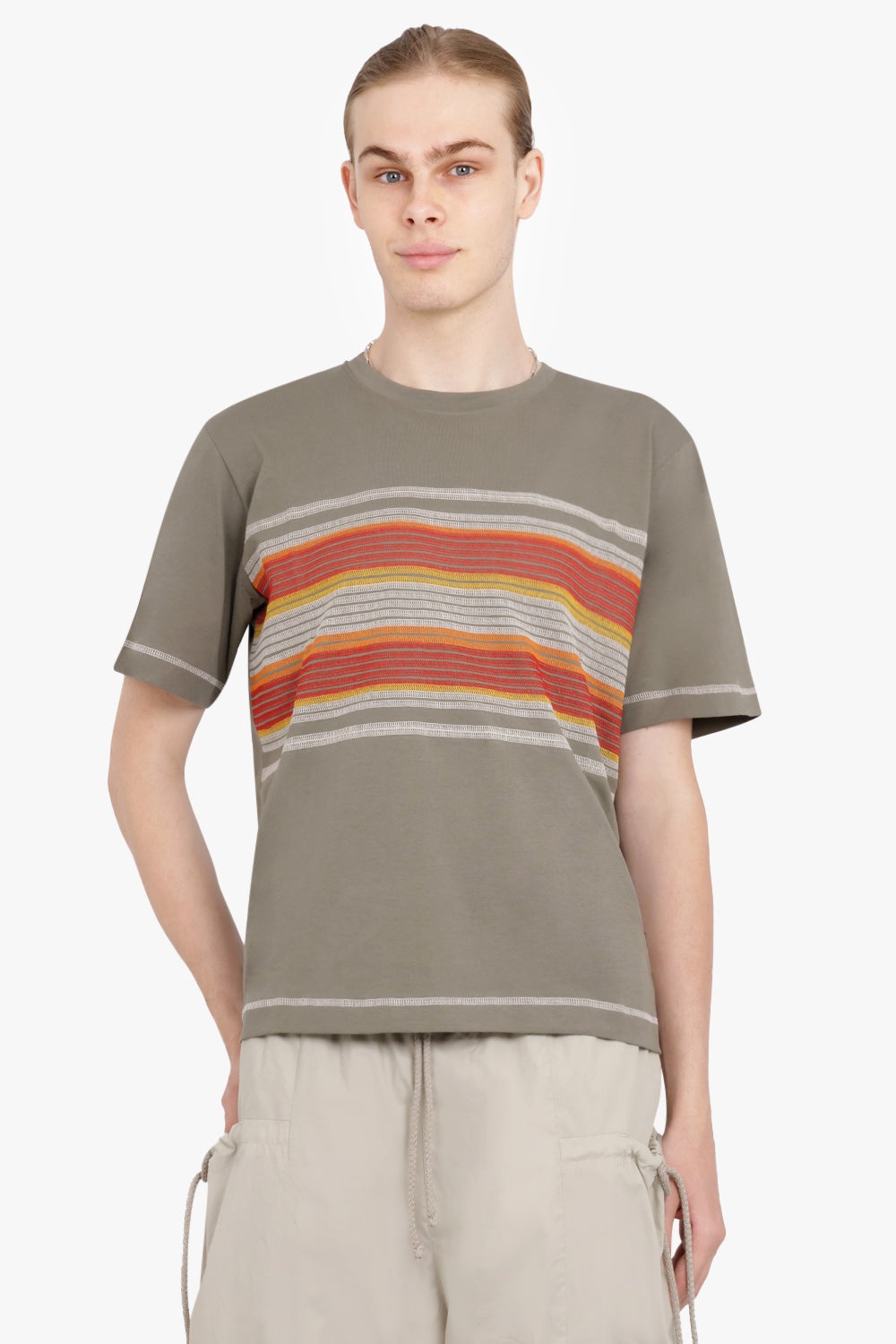 FLATLOCK STRIPE T-SHIRT | OLIVE - 3