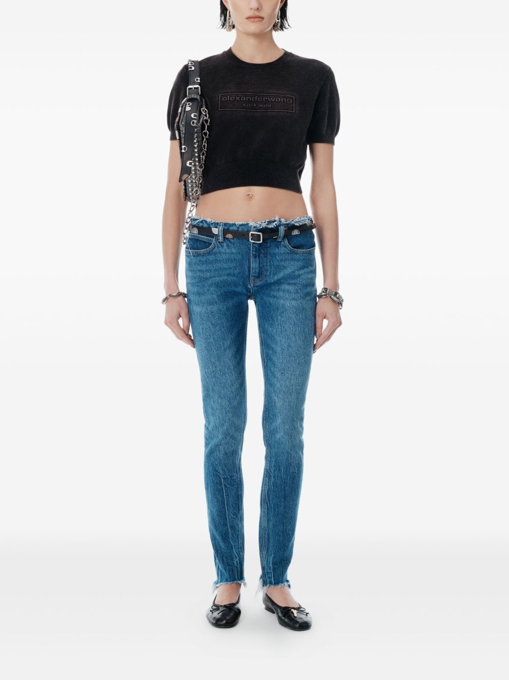 logo-embossed short-sleeve knit top - 2