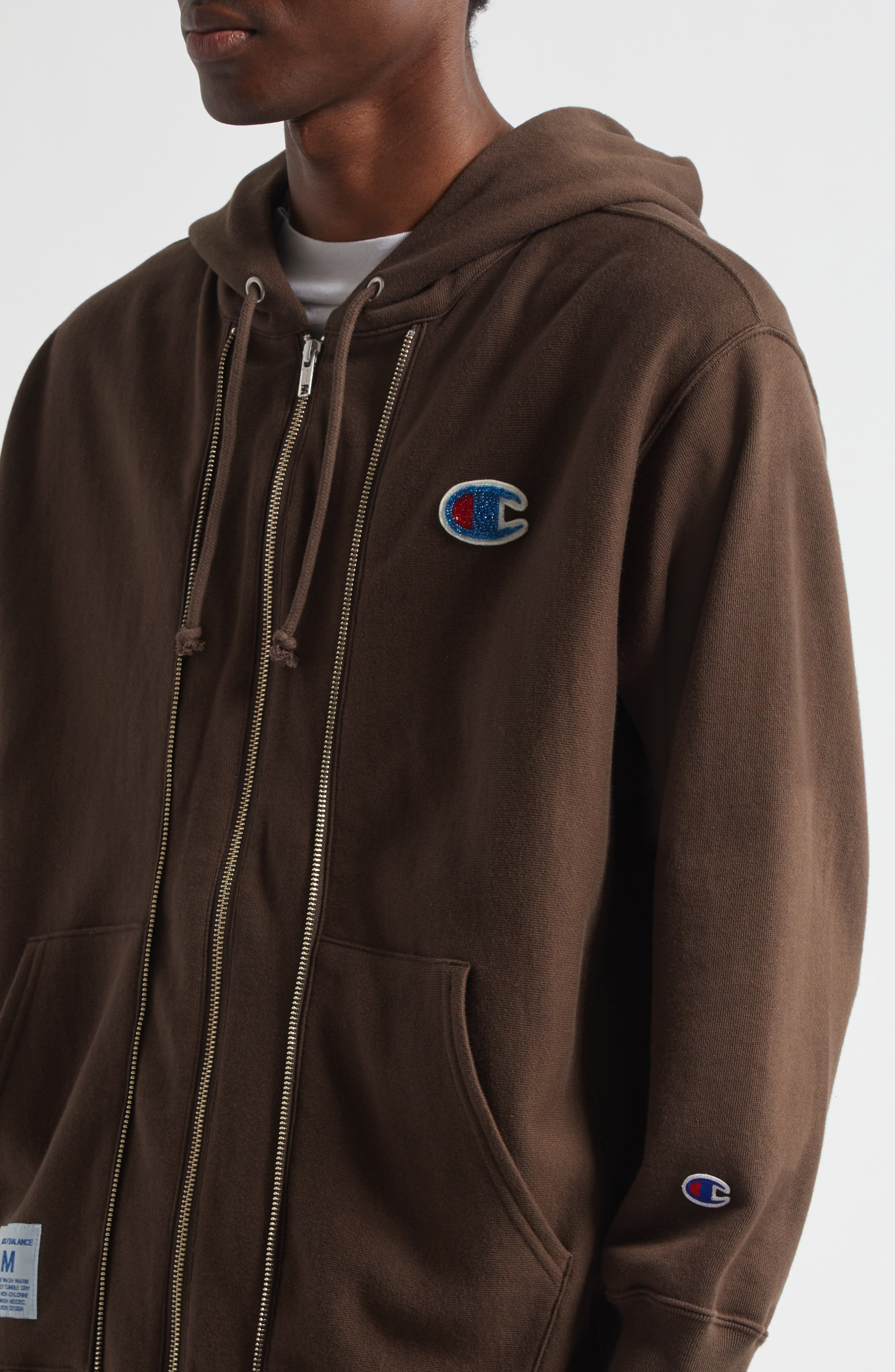 Undercover x Champion Reverse Weave® Cotton Fleece Hoodie in Brown at Nordstrom - 6