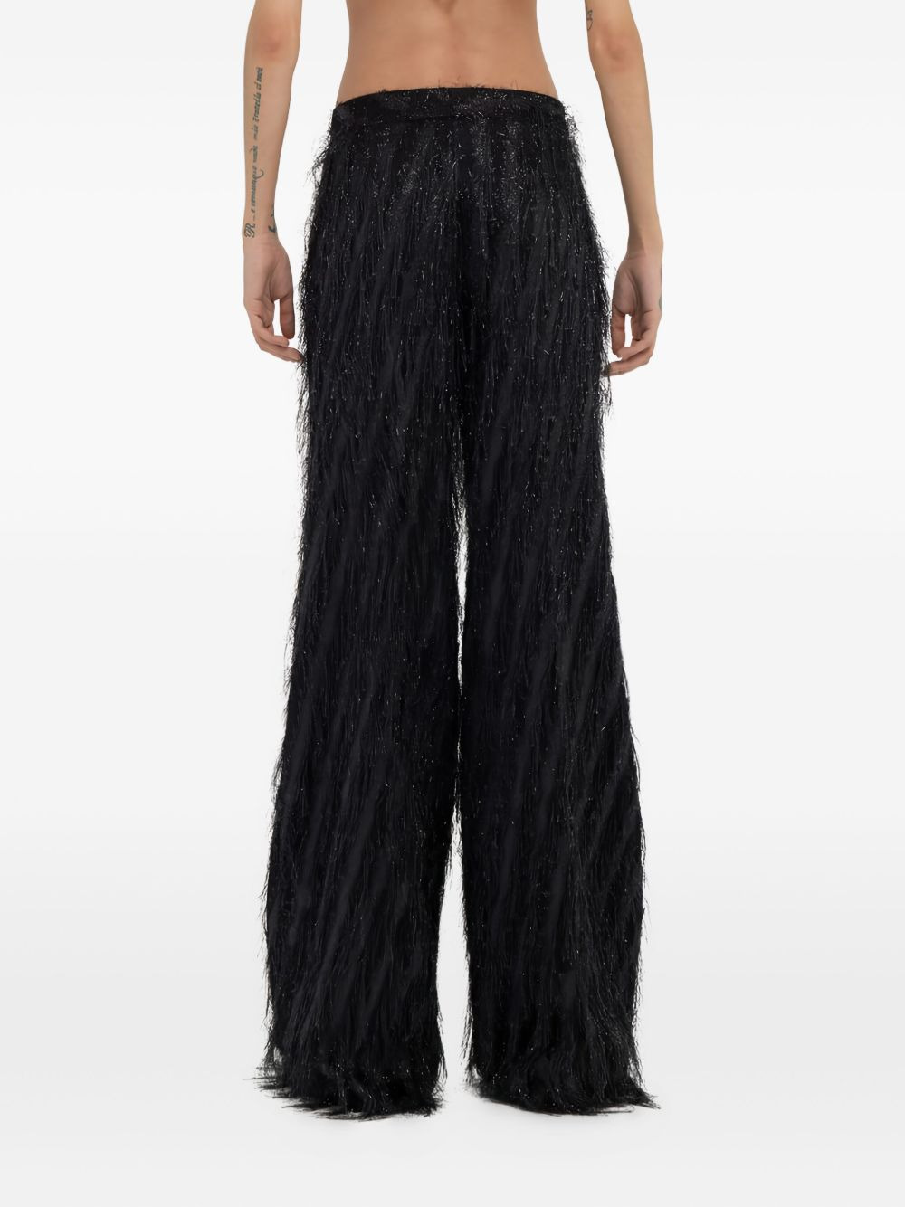 fringed metallic-effect trousers - 4