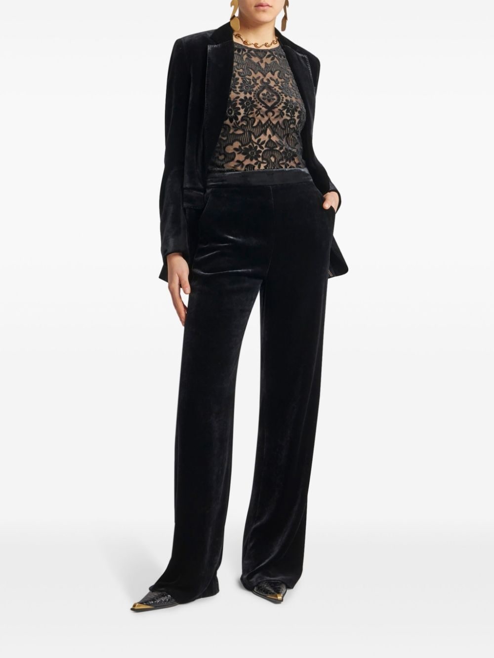 velvet palazzo trousers - 2