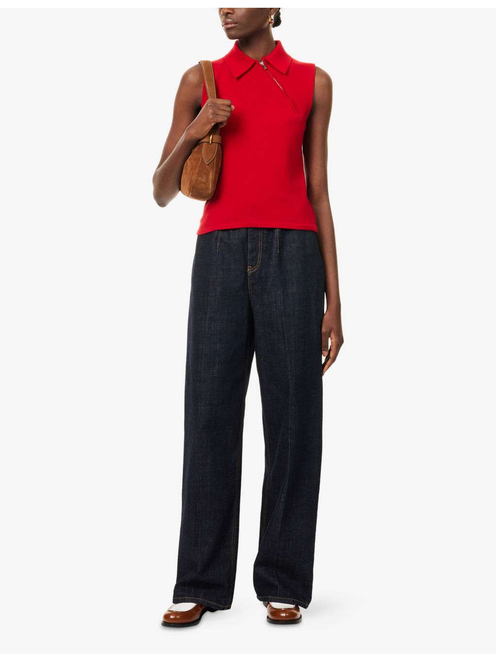 Sleeveless Polo-Collar Cashmere Top - 2