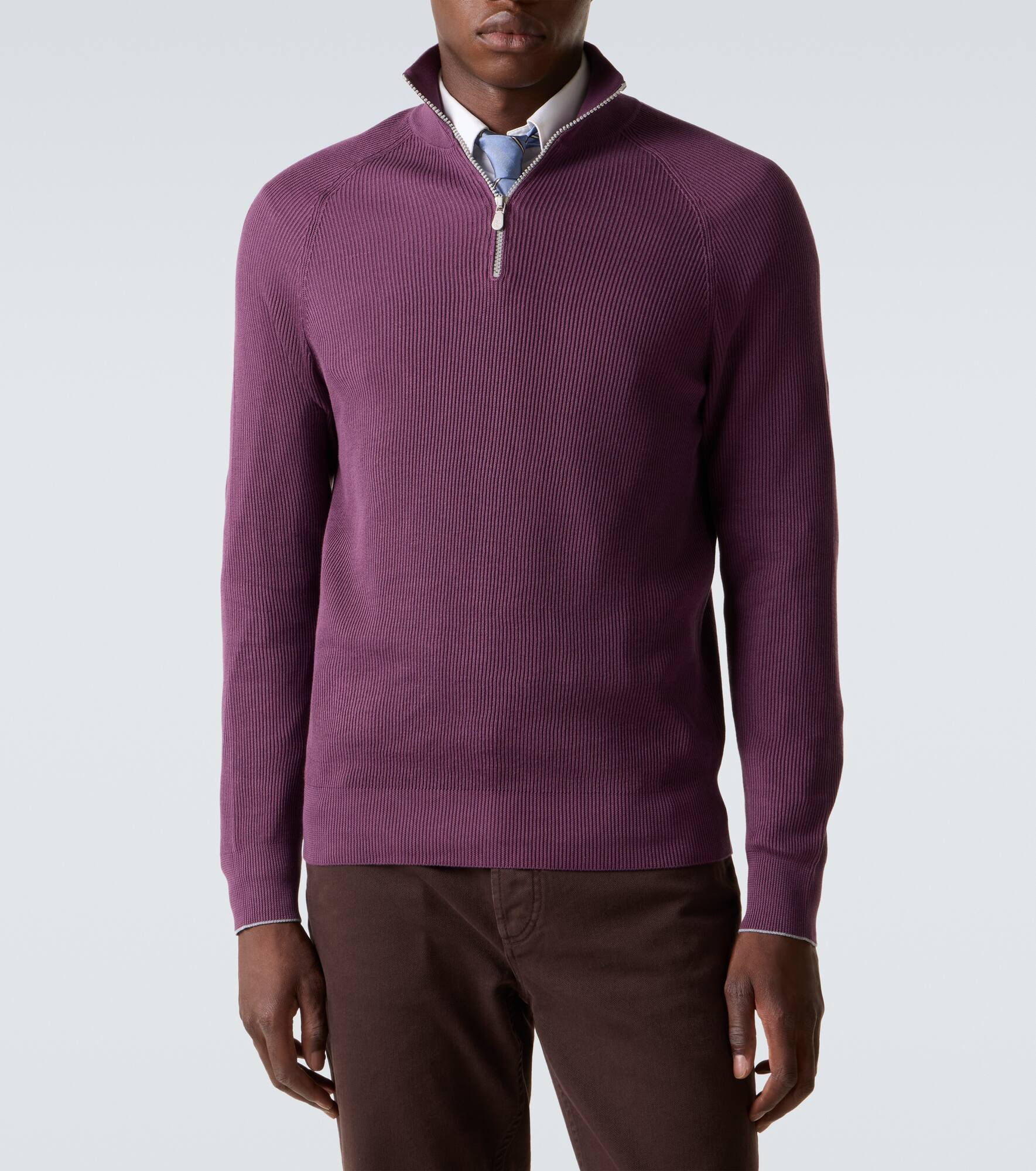 Ribbed-knit cotton half-zip sweater - 3