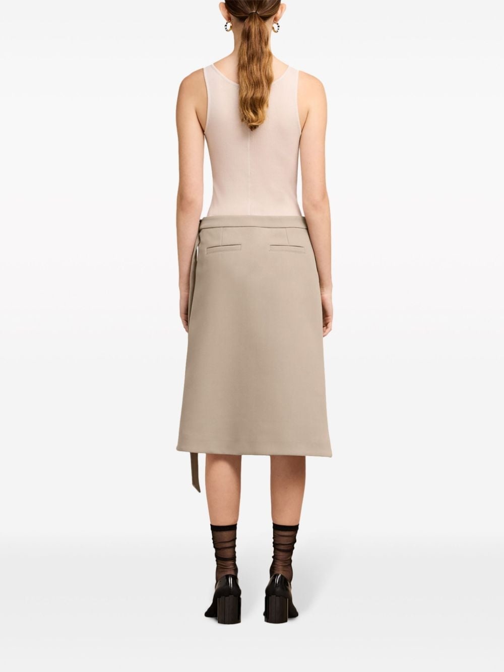 virgin wool wrap midi skirt - 4