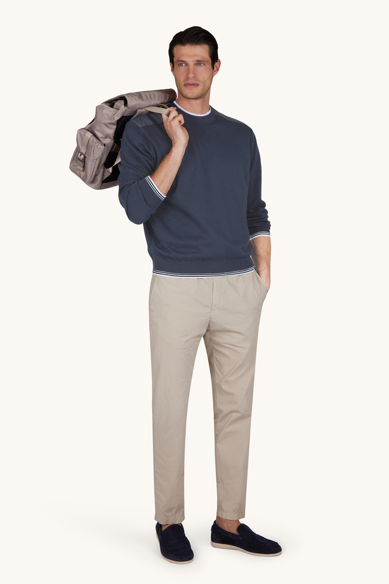 Paul & Shark CREW‑NECK SWEATER IN PIUMA COTTON WITH TECHNICAL FABRIC DETAILS outlook