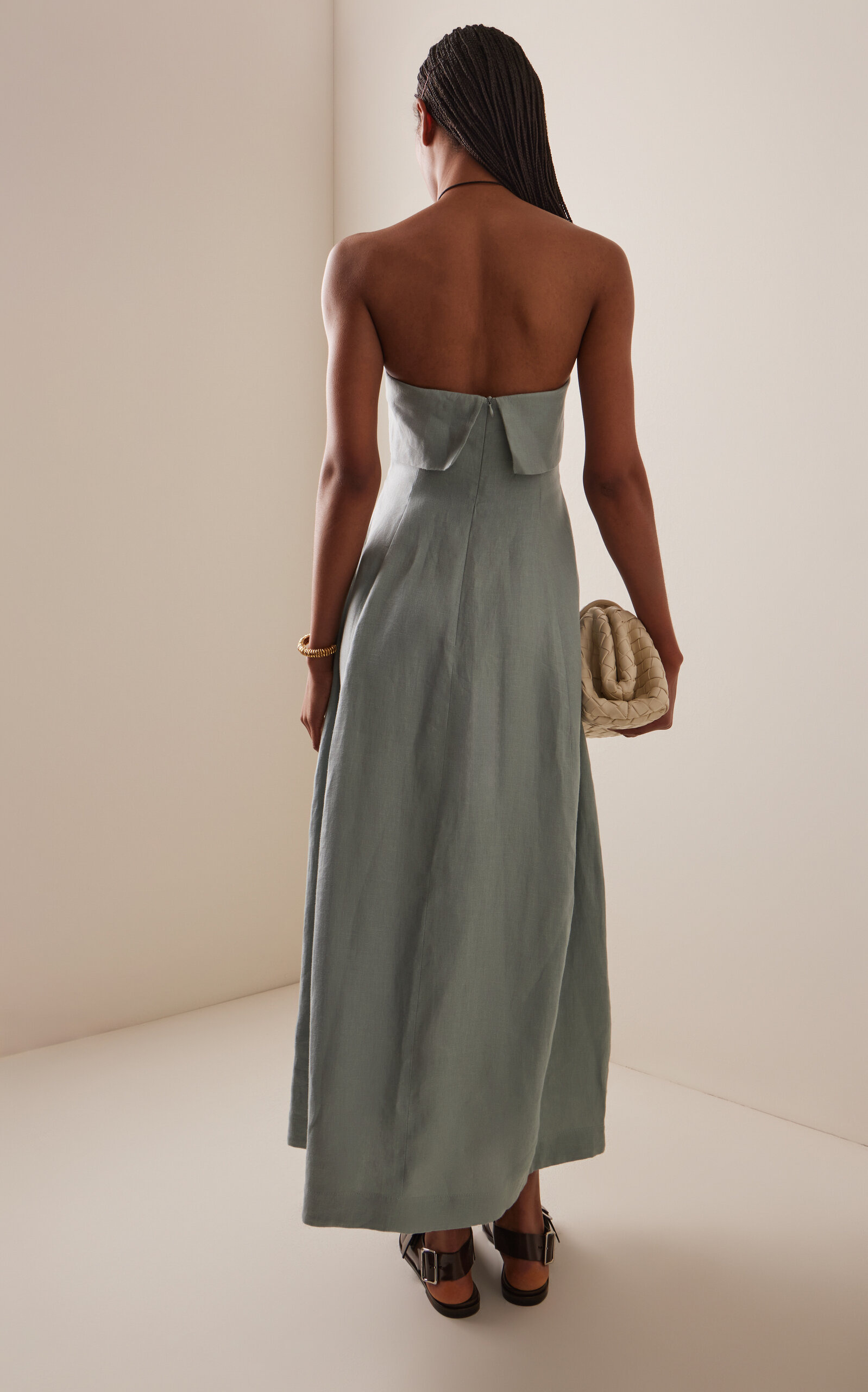 Atami Strapless Linen-Twill Maxi Dress blue - 4