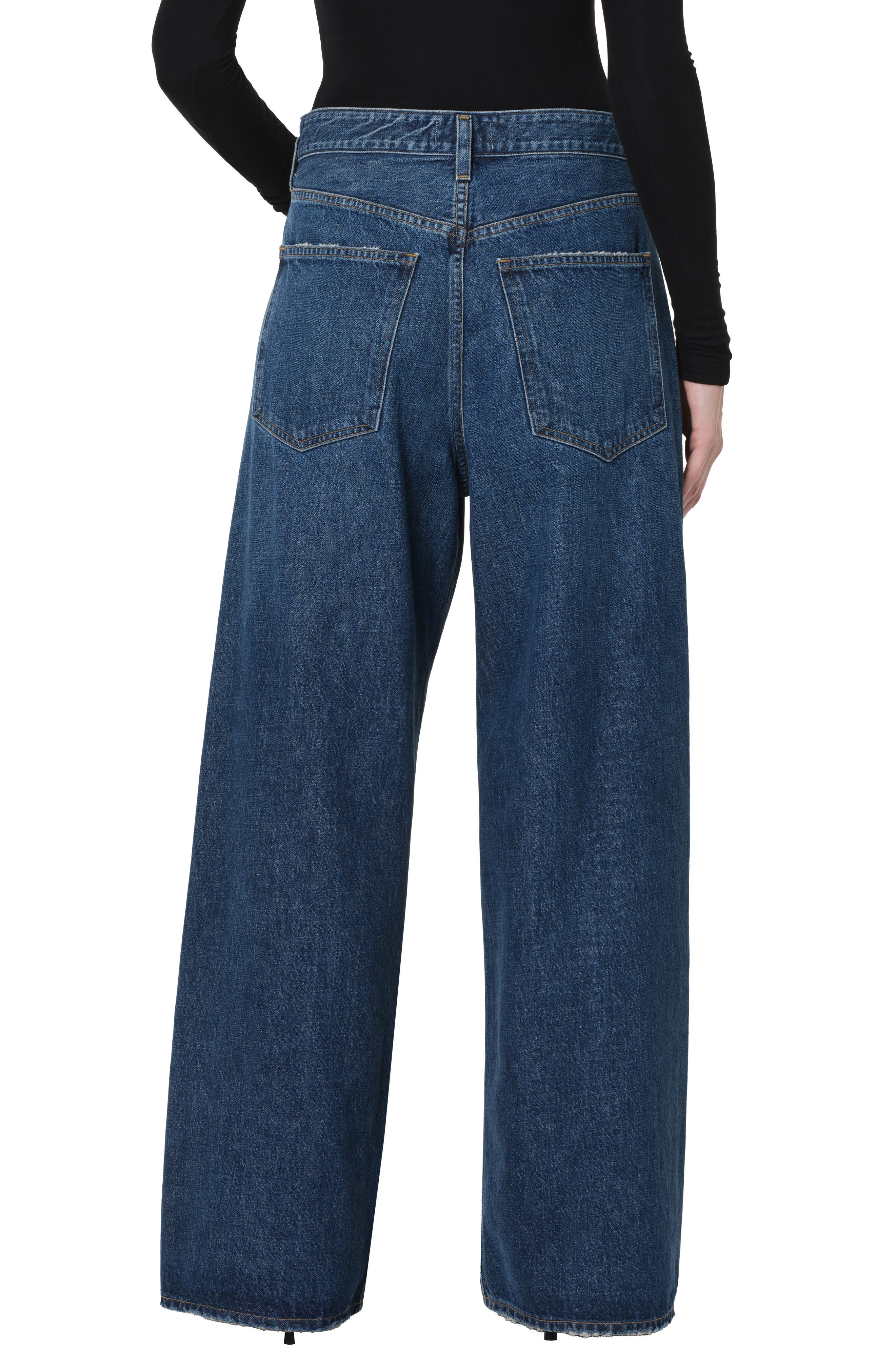 AGOLDE Vana Fold Waistband Wide Leg Jeans in Nexus Dark Indigo at Nordstrom - 2