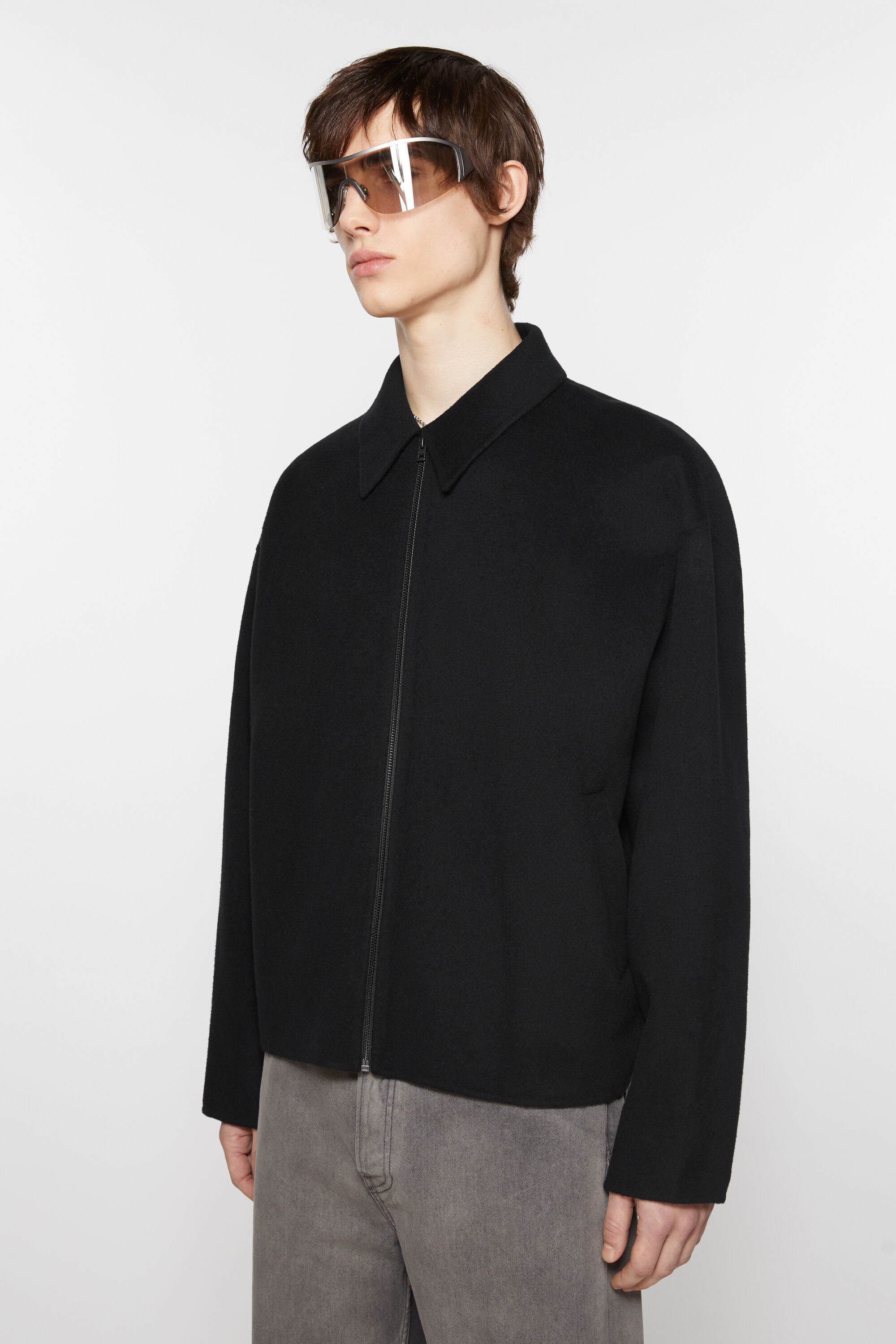 Wool zipper jacket - Black - 3