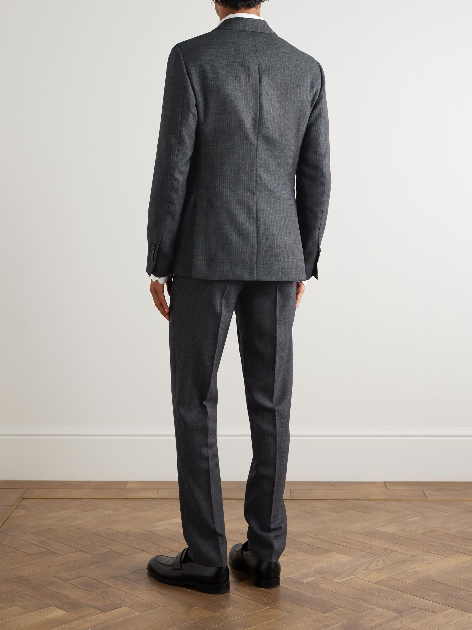 Striped Virgin Wool Suit Gray - 4