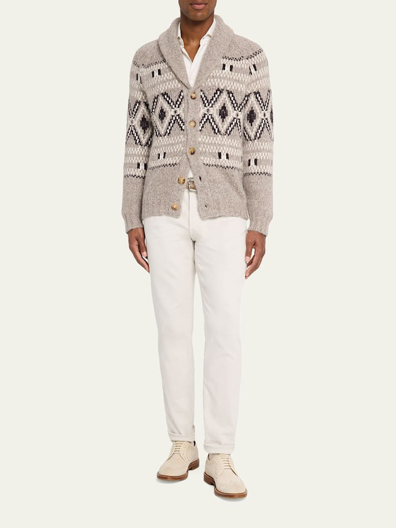 Brunello Cucinelli Men's Wool and Nylon Fair Isle Knit Cardigan outlook