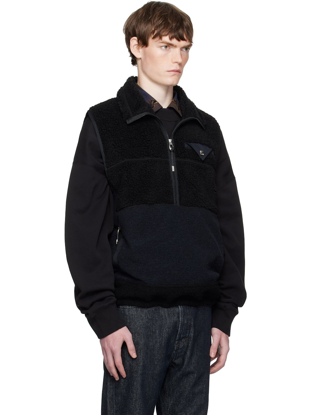 Black Wool Jersey Vest - 2