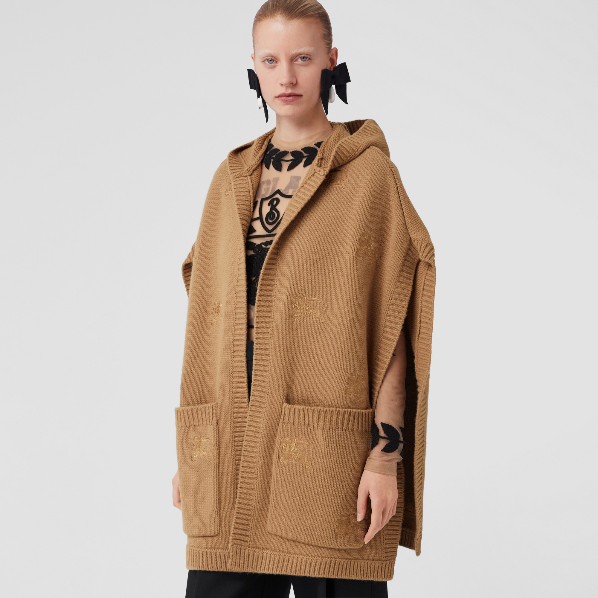 Archive logo wool cashmere hooded scarf hotsell