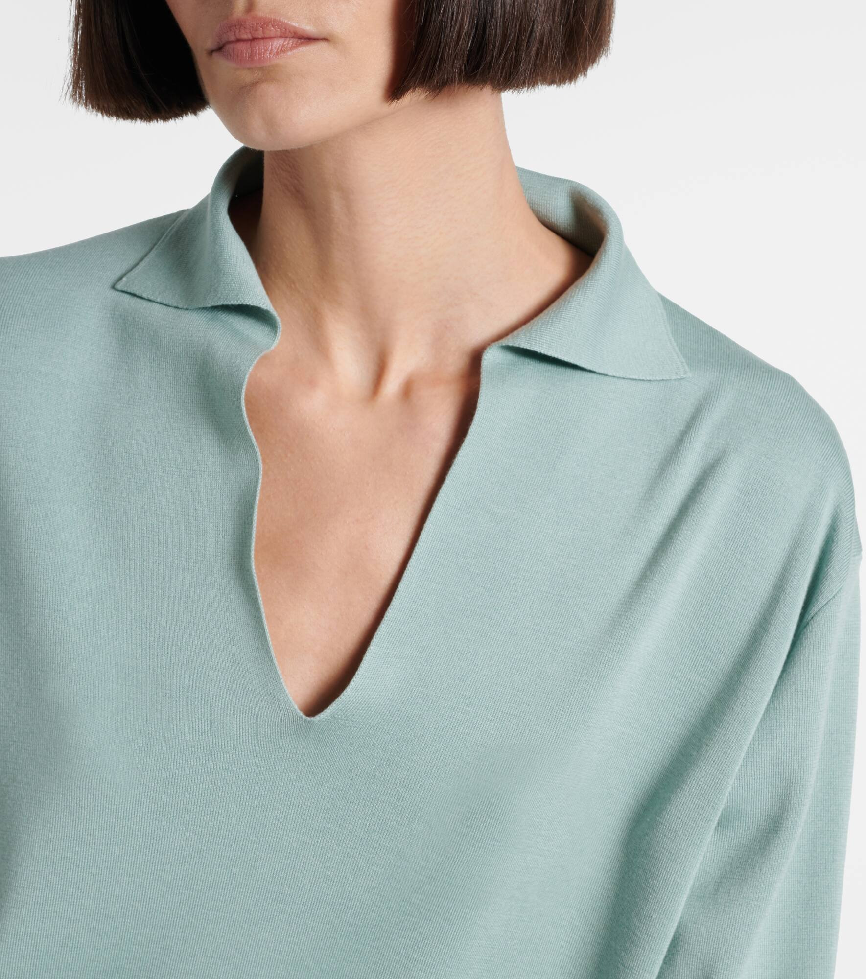 Silk and cotton polo sweater - 4