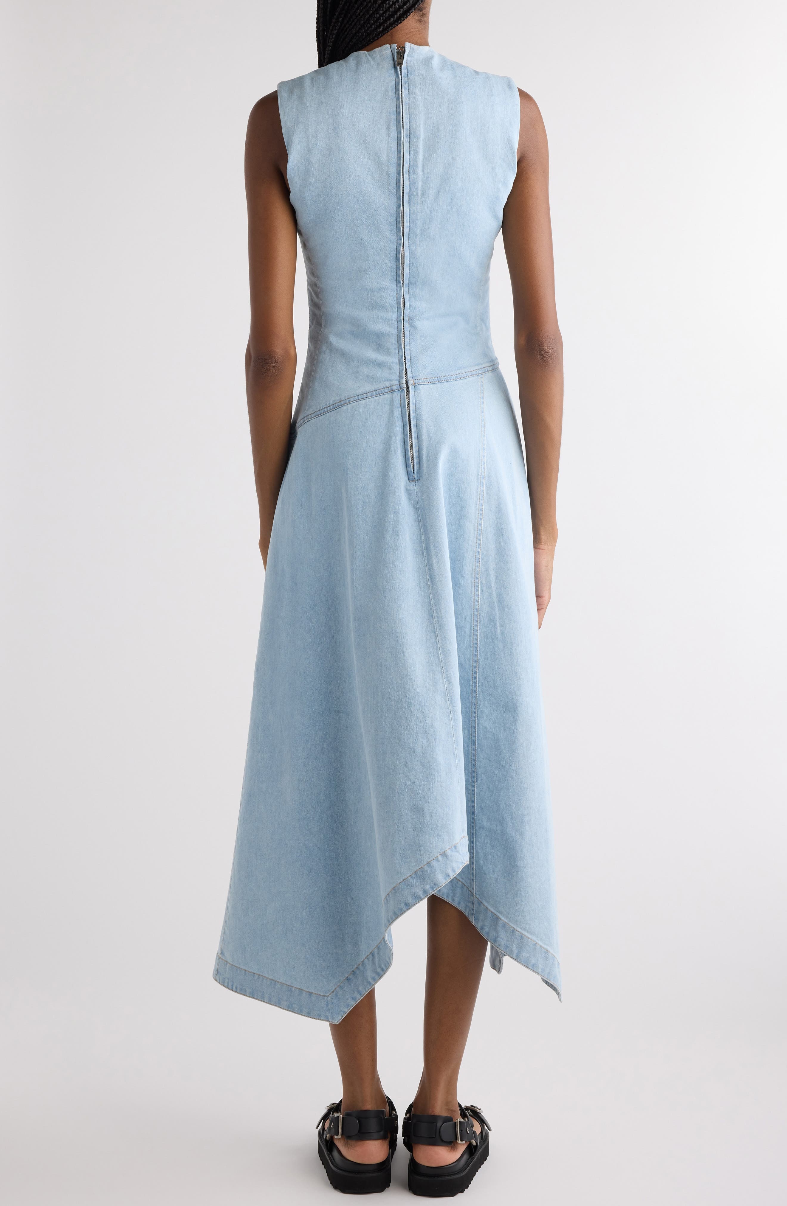 Acne Studios Difel Asymmetric Stretch Denim Dress in Light Blue at Nordstrom - 2