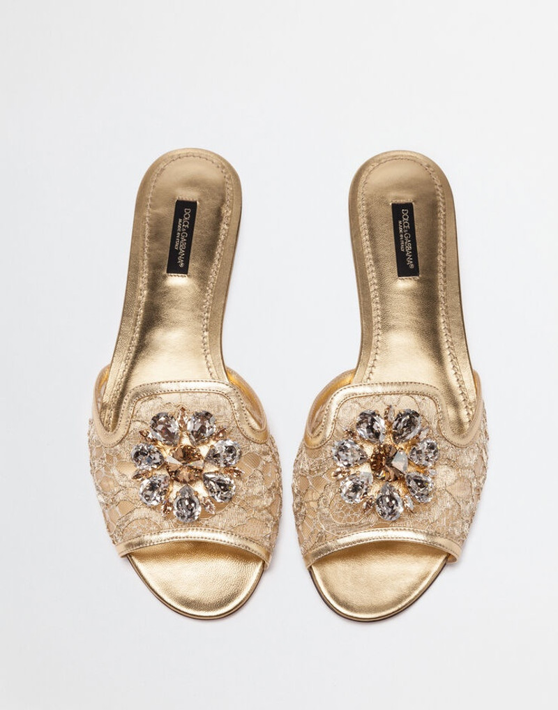 Dolce & Gabbana Slippers in lace with crystals outlook