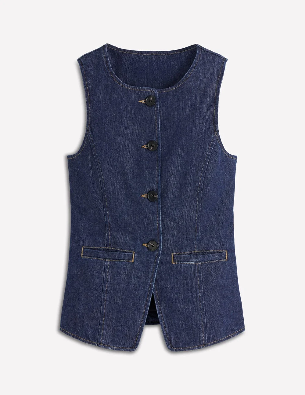 Denim Waistcoat-Indigo Denim - 1