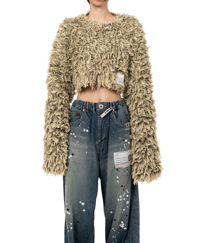 Bleached Shaggy Cropped Knit Sweater 1