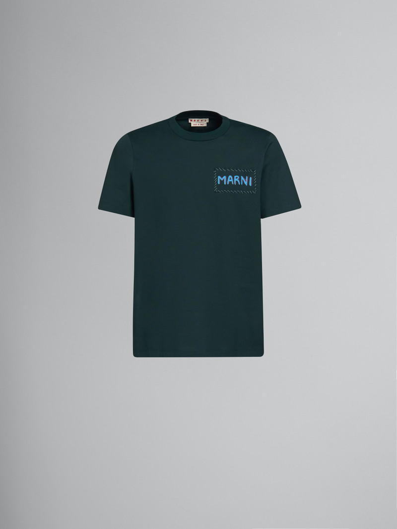 GREEN BIO COTTON T-SHIRT WITH MARNI PATCH 1